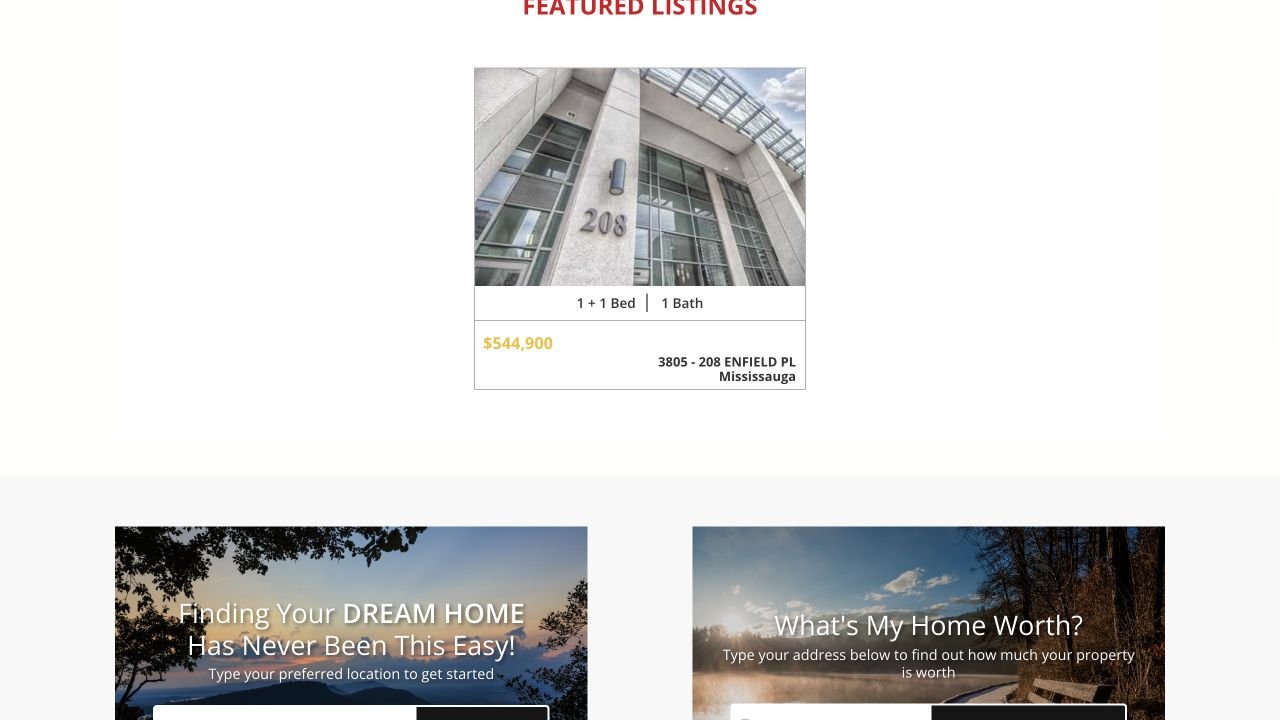 Featured property listing and home search tools on Asad Sohail's website